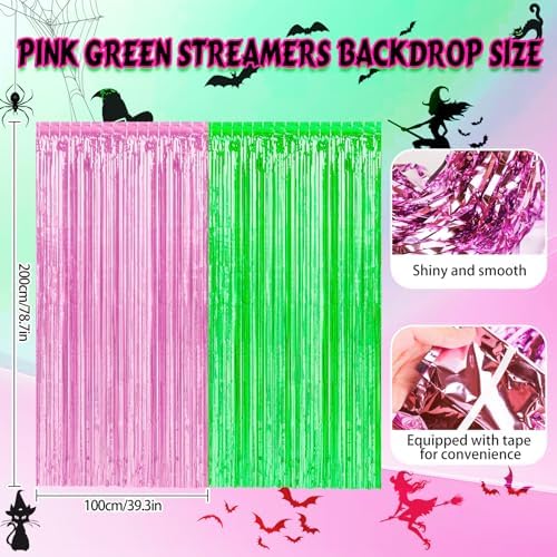 PHOGARY Witch Holographic Tablecloth Streamers Backdrop 4 Pack