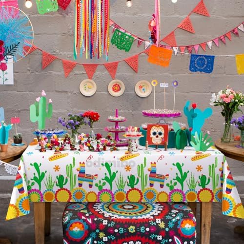 Odimibo Fiesta Tablecloth Plastic Disposable