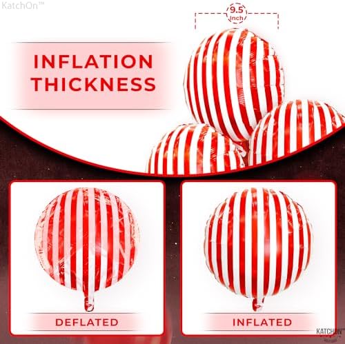 KatchOn Red and White Striped Balloons 18 Inch Pack of 10