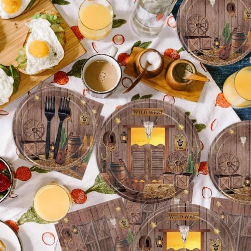 Oigco Wild West Party Plates and Napkins Set for 24 Guests