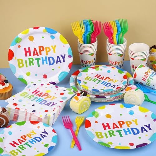 144 Pieces Happy Birthday Party Decor Set