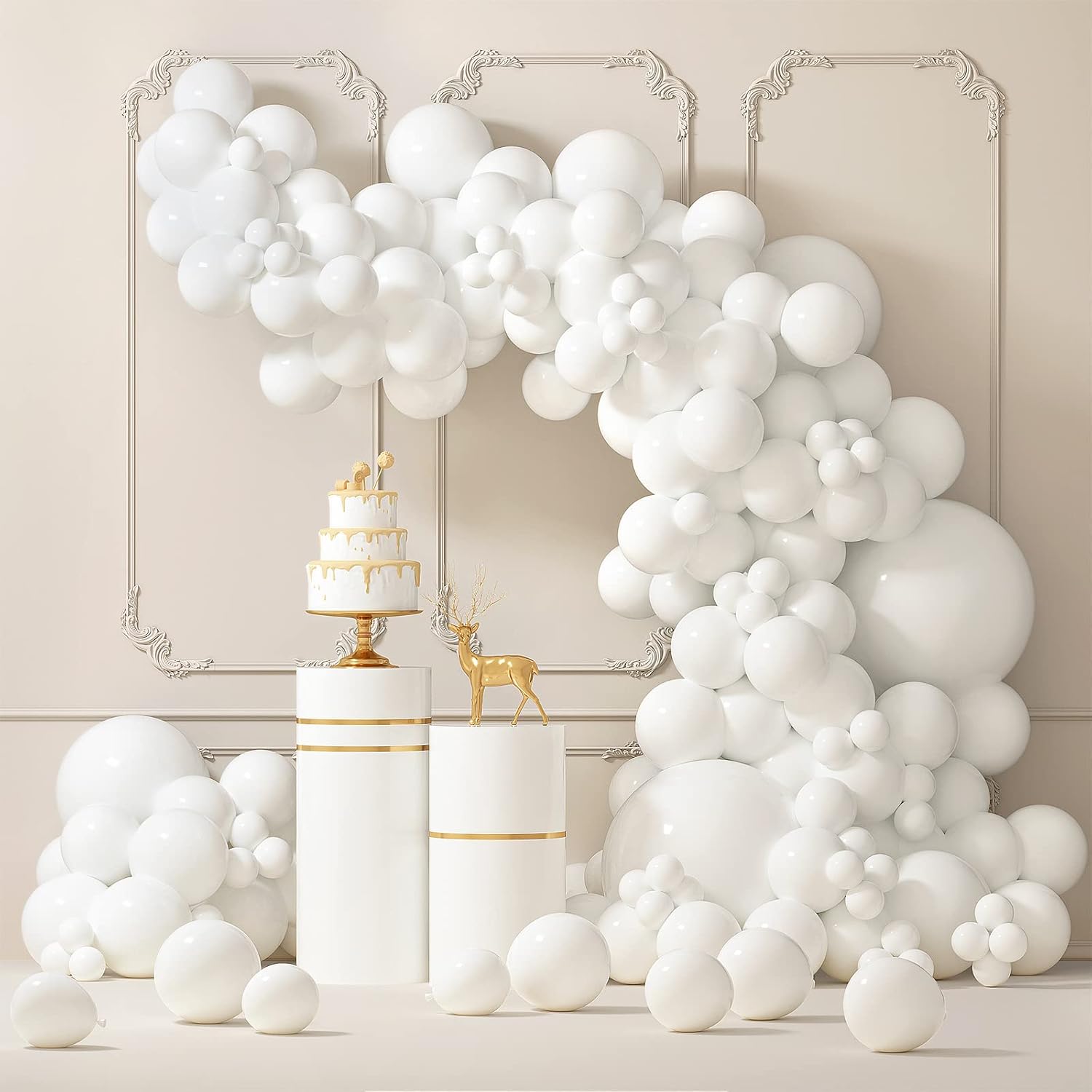 RUBFAC 87pcs White Balloons Kit for Garland Arch Decorations