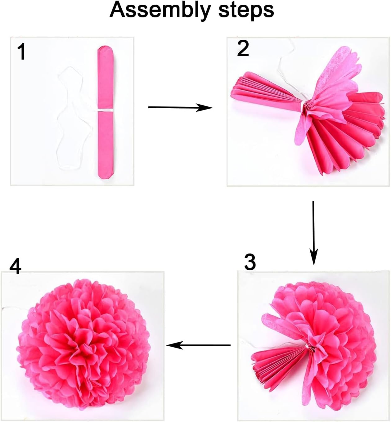 Aimto 12pcs Black Paper Pom Poms for Party Decorations