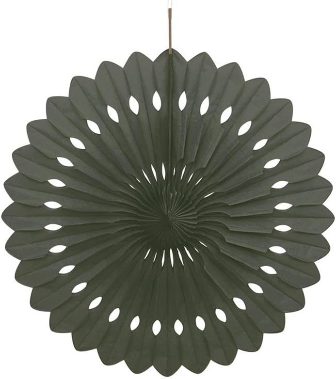 Black Solid Tissue Paper Fan 16 Inches 1 Count