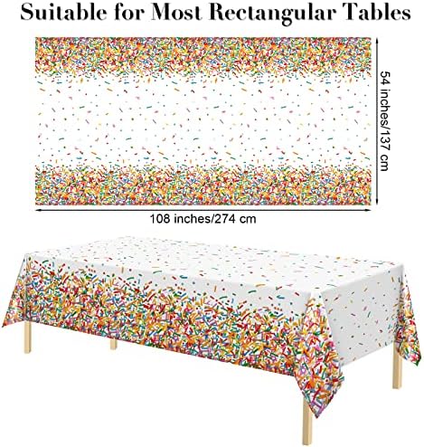Durony 2 Piece Confetti Sprinkle Tablecloth for Birthday Wedding Parties