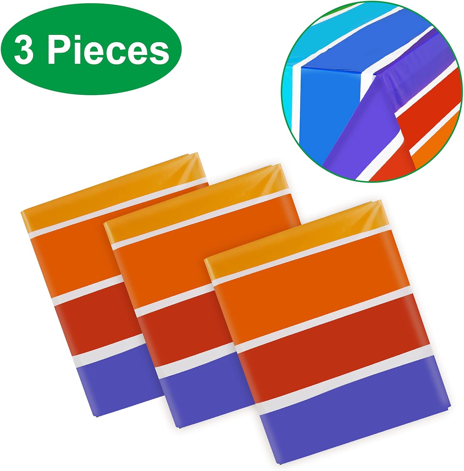 PHOGARY 3 Pack Rainbow Tablecovers for Party Decor