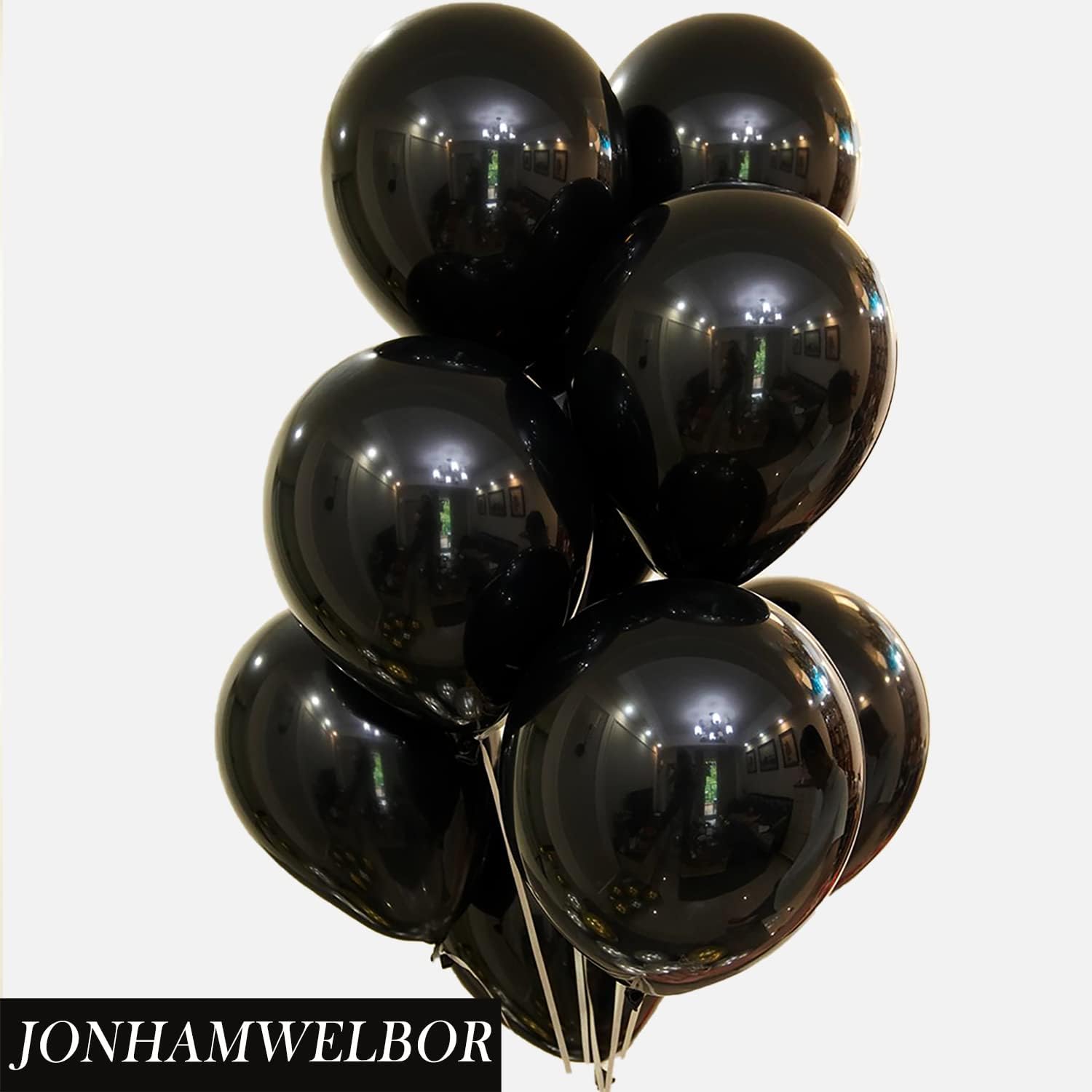 Jonhamwelbor 12 Inch Black Balloons 100 Pack