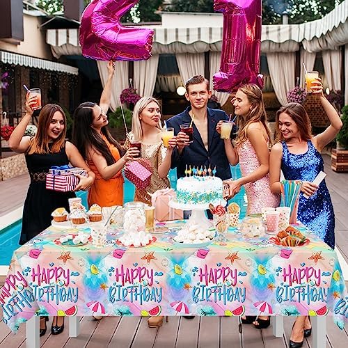 Summer Pool Birthday Tablecloths 3PCS Beach Themed Decorations