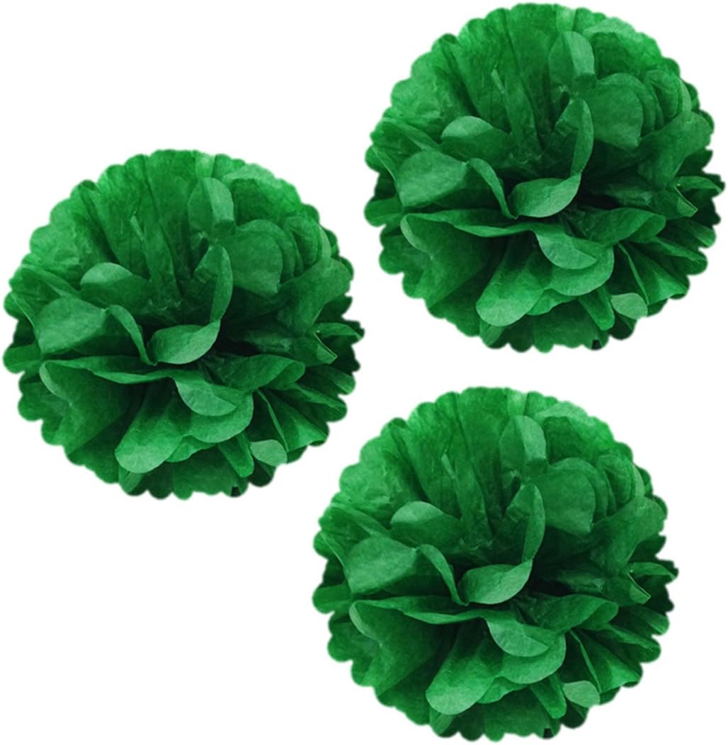 Wrapables 12 Inch Tissue Pom Poms Set of 3 Kelly Green