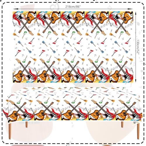 4 Pack Music Theme Party Tablecloths with Guitar Design