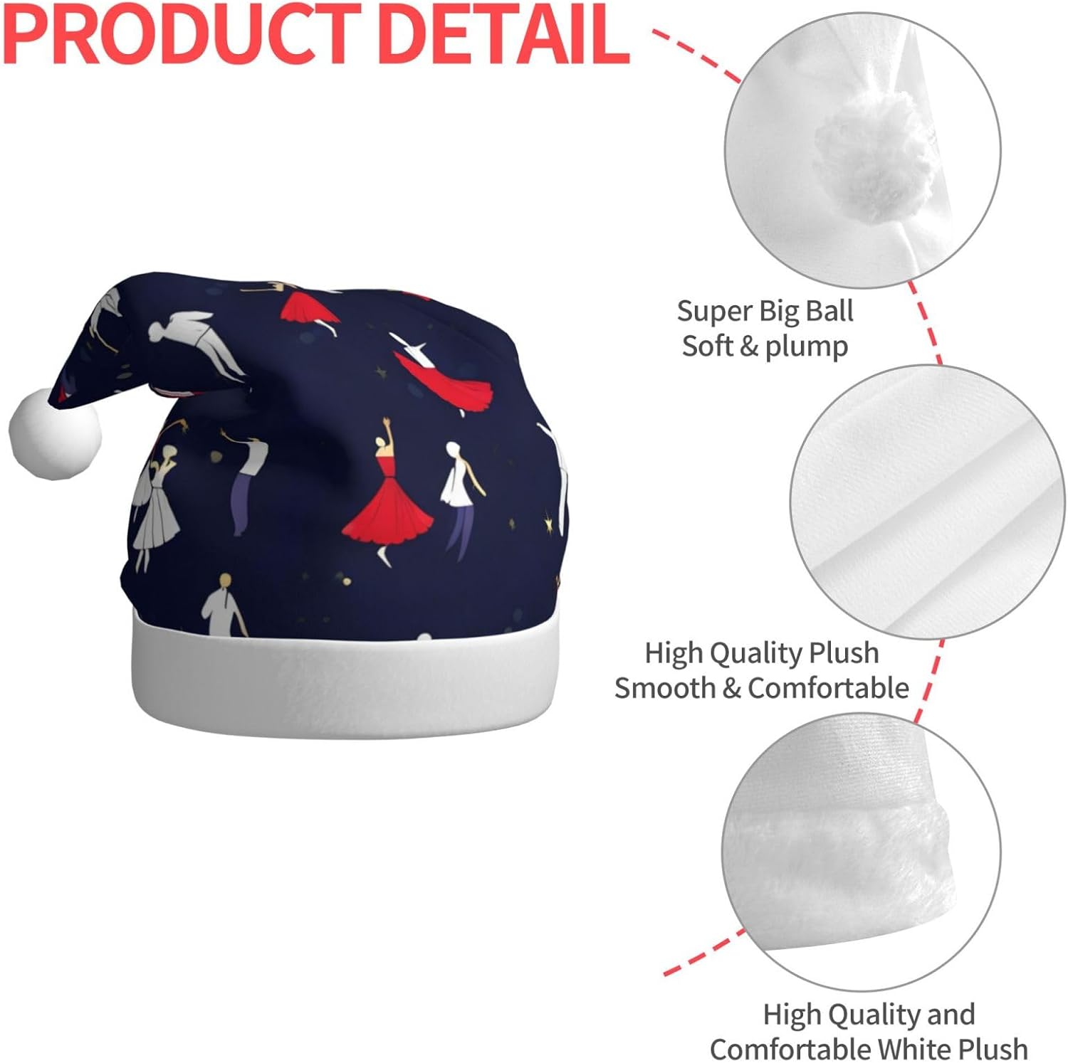 Personalized Santa Hat with Ballroom Dance Pattern