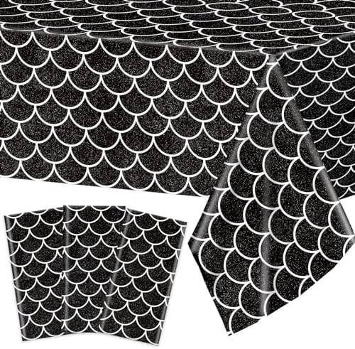 3 Pack Black Dragon Tablecloth for Birthday Party Decorations