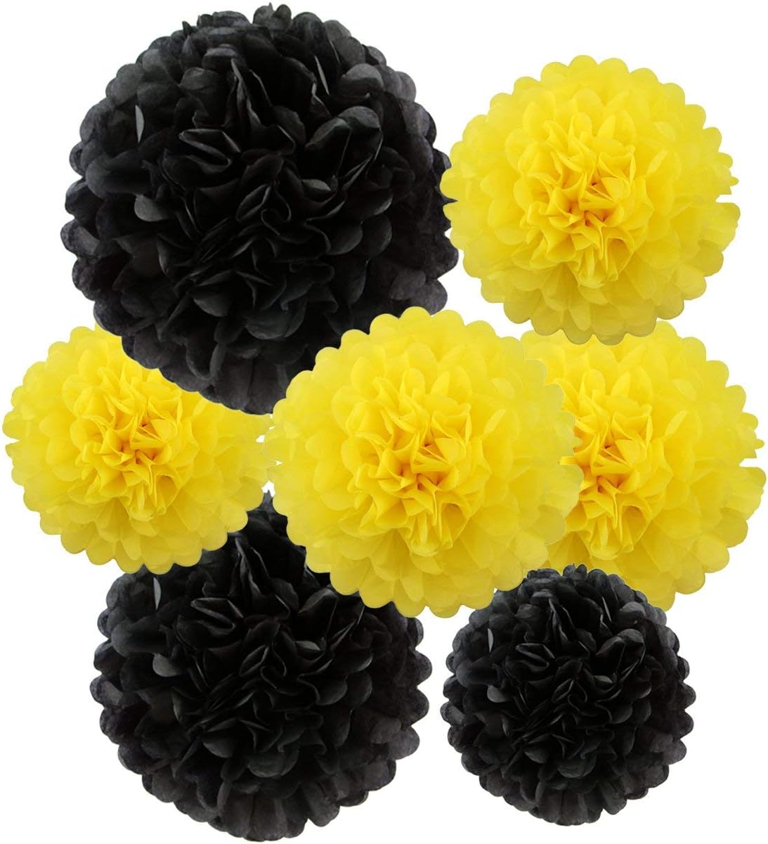 Set of 16 Black Yellow Bee Party Decorations