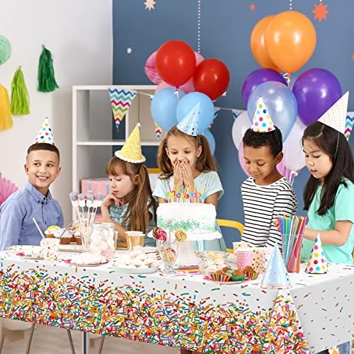 Durony 2 Piece Confetti Sprinkle Tablecloth for Birthday Wedding Parties
