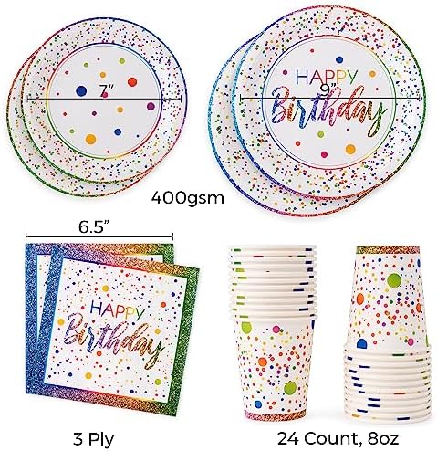 Royal Bluebonnet Rainbow Birthday Plates Set of 24