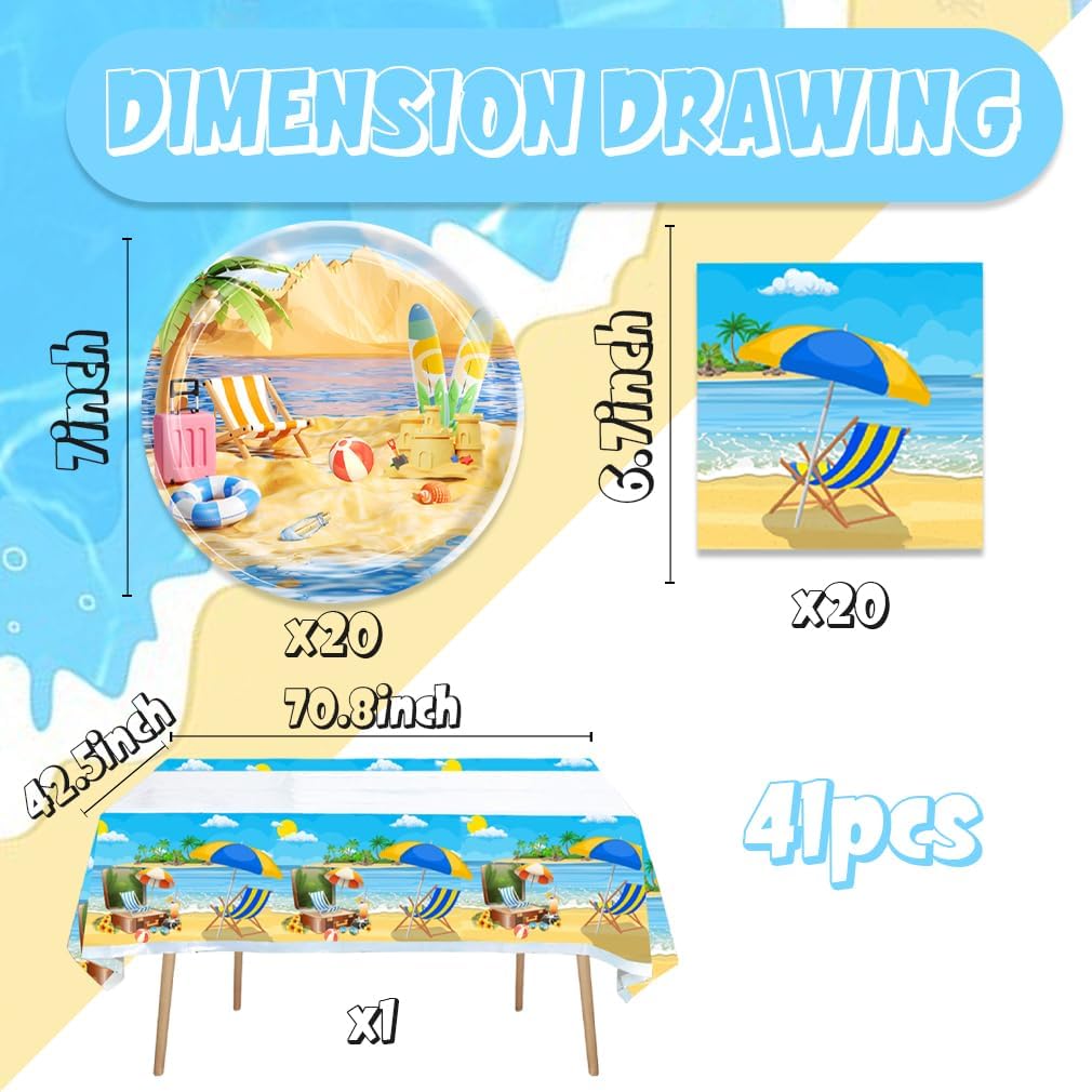 41pcs Summer Beach Party Supplies Set
