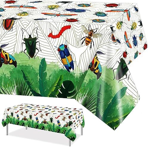 PHOGARY Insect Themed Party Tablecloth 3pcs 51x87in
