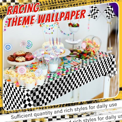 Breling 6 Pack Checkered Car Tablecloth for Birthday Party