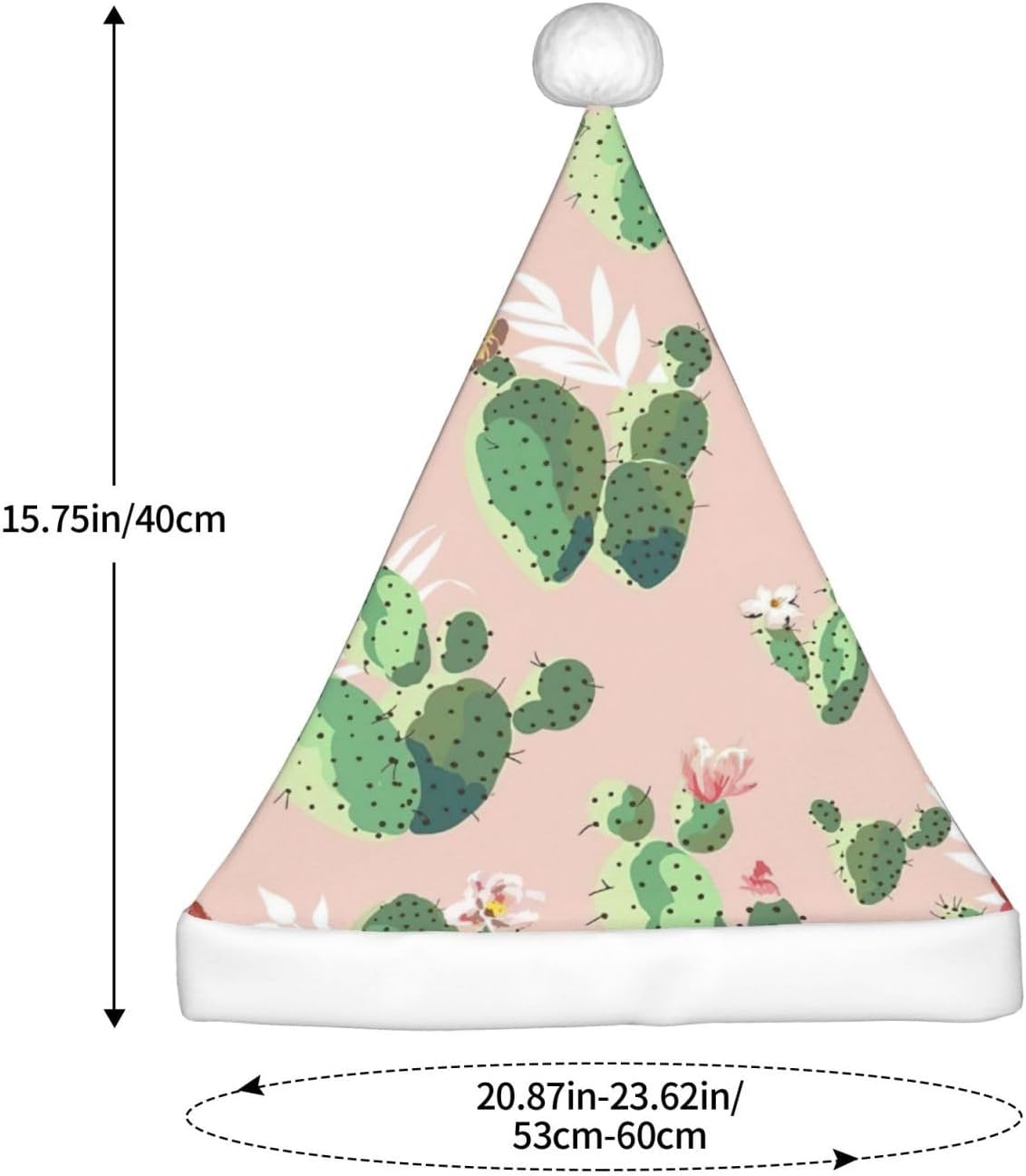 QinZheng Cactus Print Santa Hat for Women