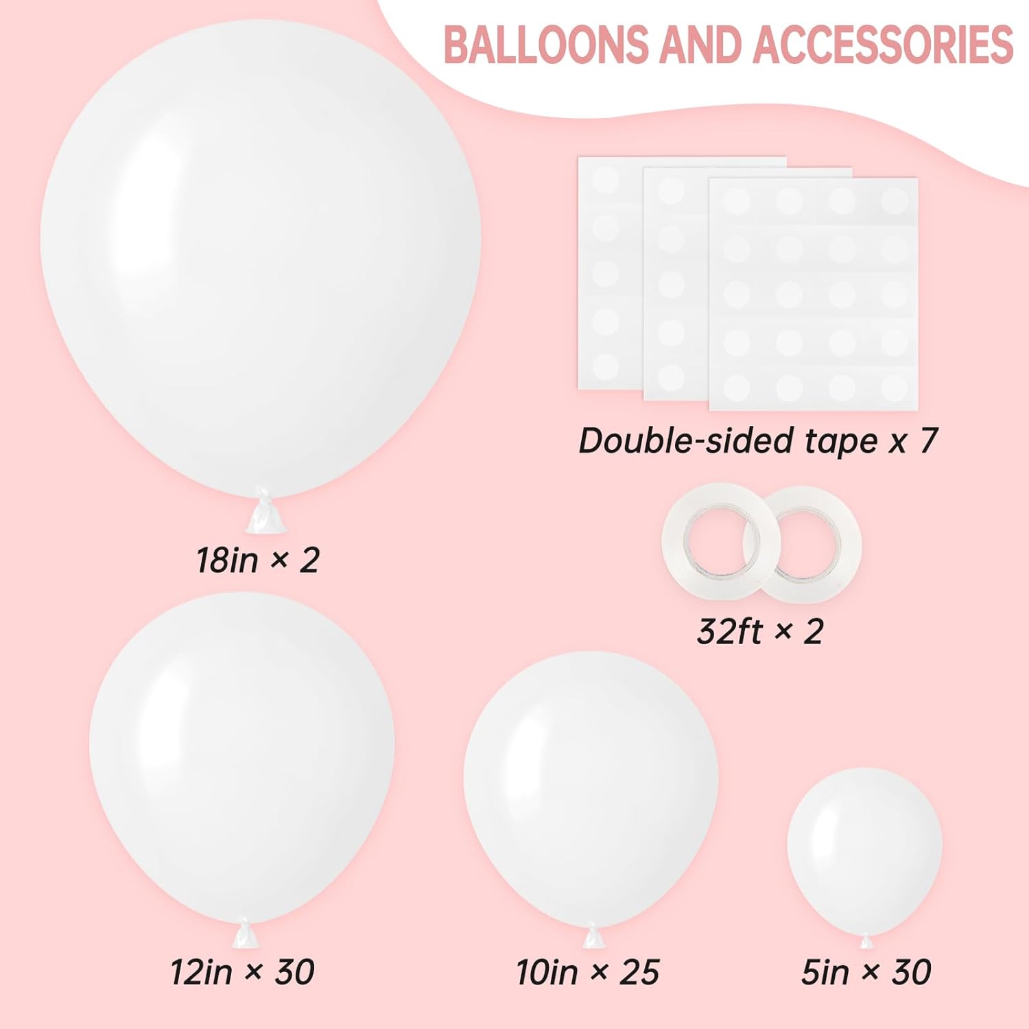RUBFAC 87pcs White Balloons Kit for Garland Arch Decorations