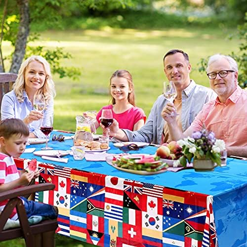 3 Pack International Flag Table Cover for Parties and Celebrations