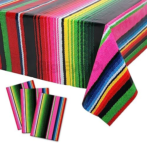Mexican Fiesta Table Cover 3 Pcs Rectangle Party Decor