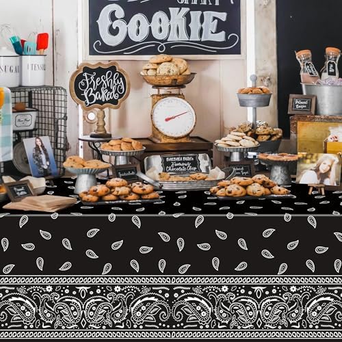 K1tpde 6PCS Black Bandana Style Tablecloths