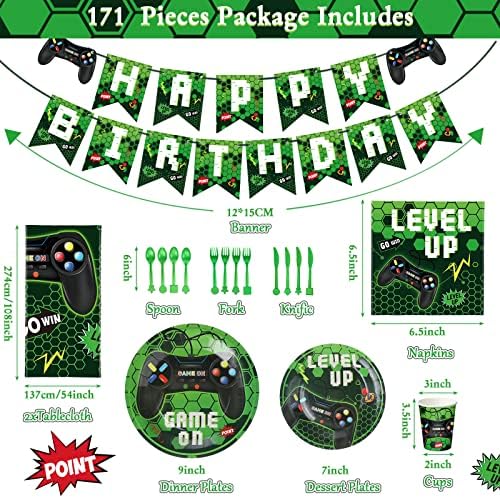 Tiamon 172 Pcs Video Game Party Decoration Set
