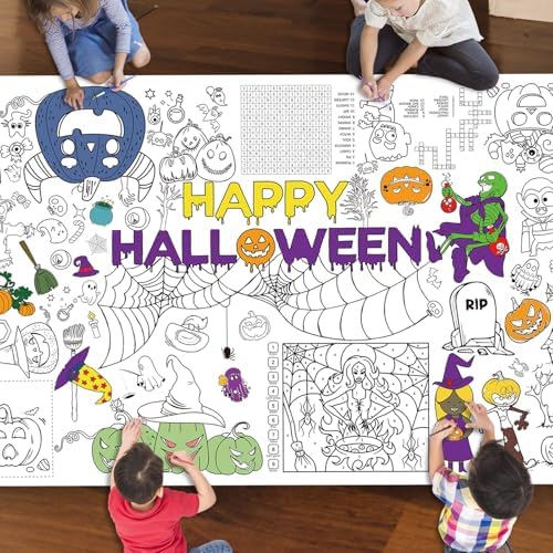 Raissily Halloween Giant Coloring Poster Tablecloth