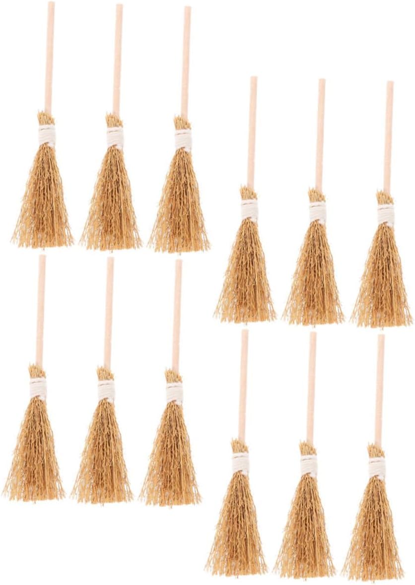 PRETYZOOM 12Pcs Miniature Witch Brooms Halloween Decor