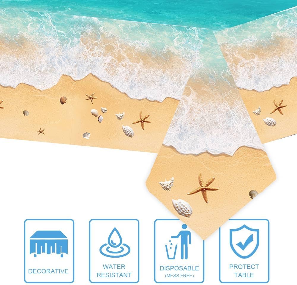 3Pcs Summer Ocean Waves Tablecloths for Pool Parties