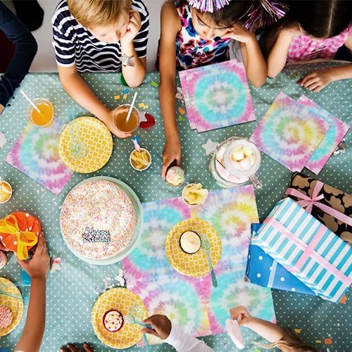 Tie Dye Birthday Napkins 40 Pcs Rainbow Party Decor