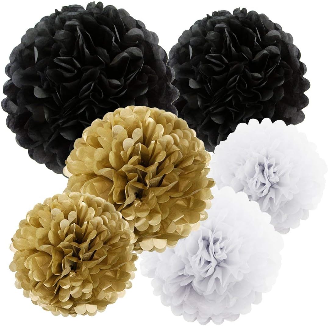 Fascola New Year Party Decor Kit Gold Black White