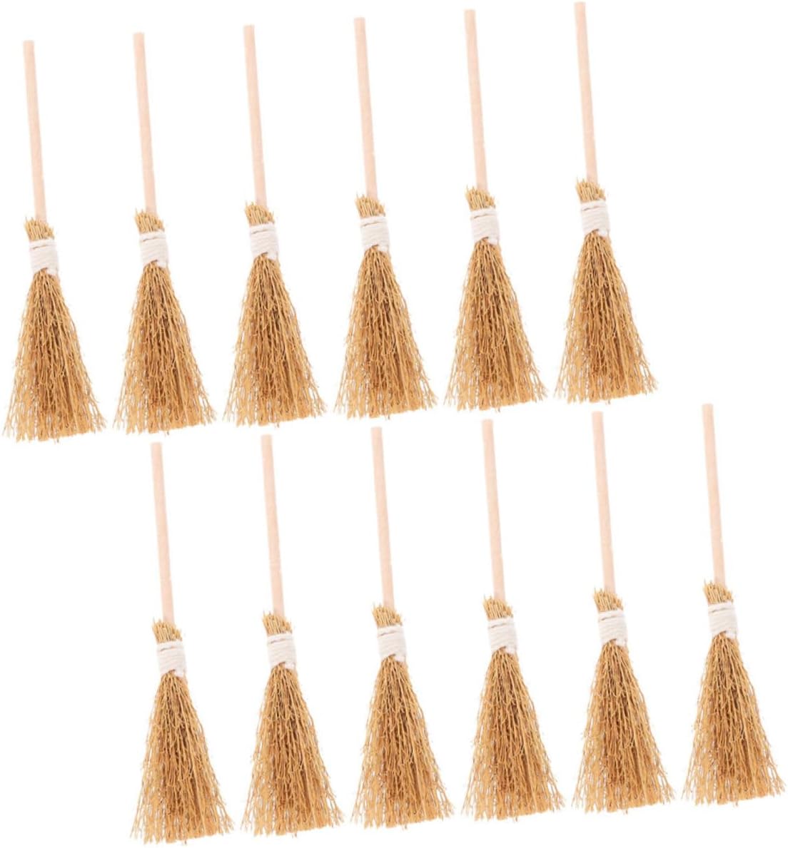 GLEAVI 12Pcs Miniature Witch Brooms Halloween Decor