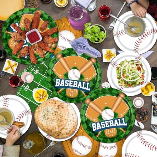 Baseball Party Decorations 143Pcs Plates Napkins Cups Tablecloth Banner