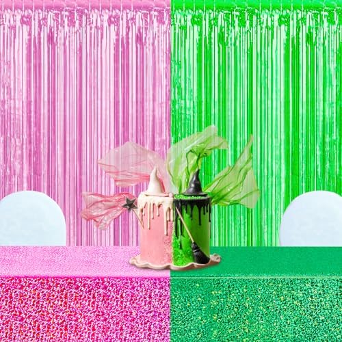 PHOGARY Witch Holographic Tablecloth Streamers Backdrop 4 Pack
