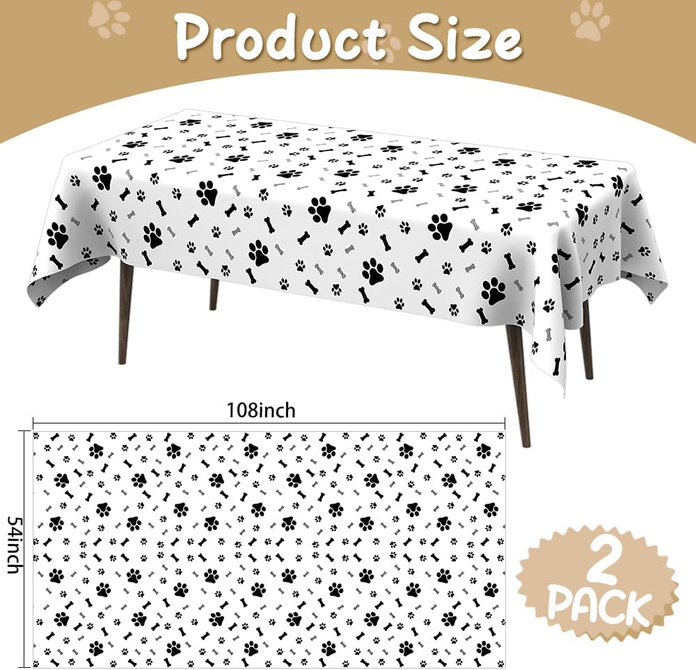 Paw Print Tablecloth 2 Pack 54x108 Inches