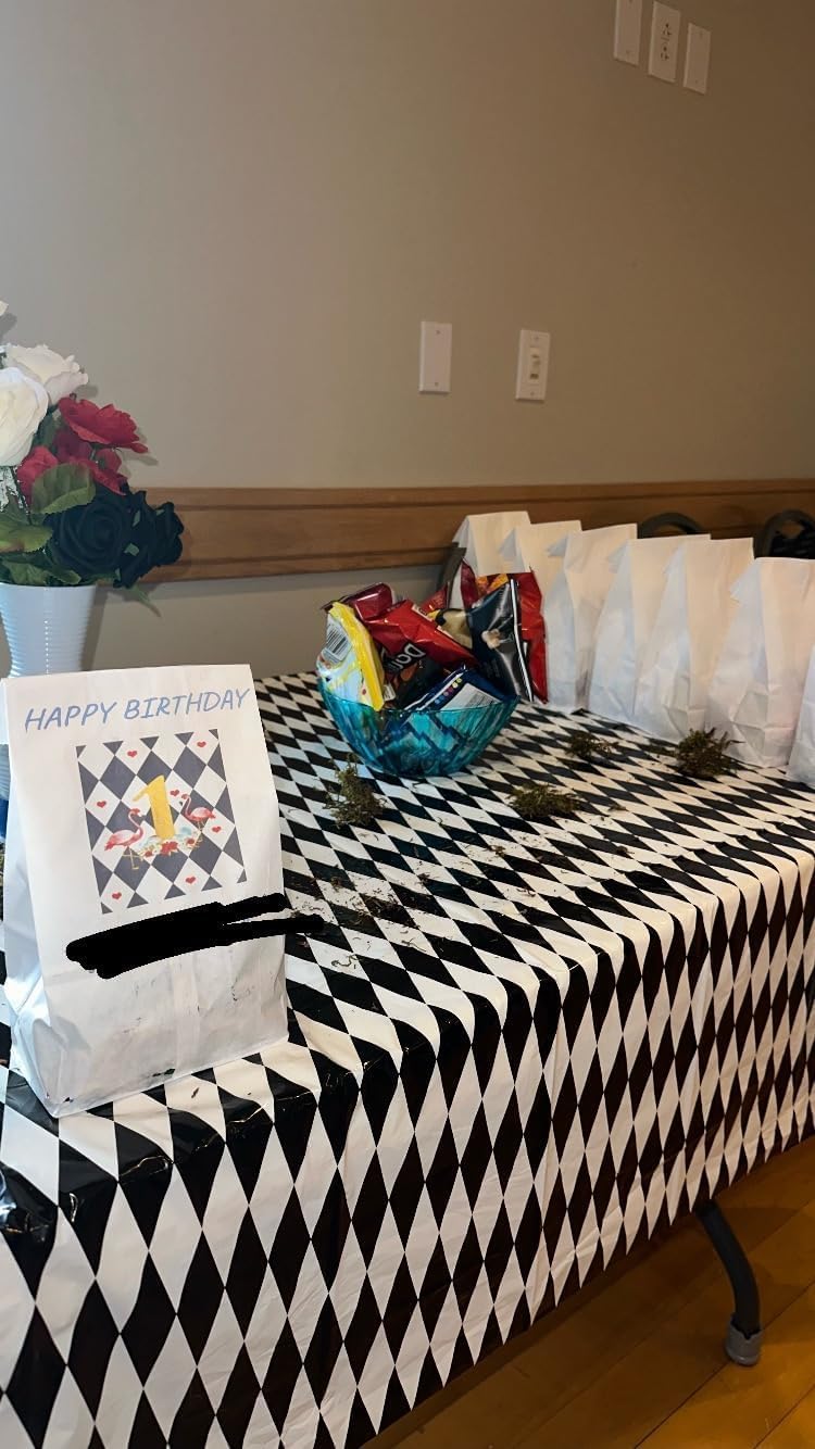 3pcs Black White Checkered Tablecloths for Halloween Parties