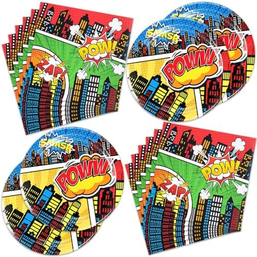 40 Piece Hero Theme Party Set - Birthday and Event Supplies