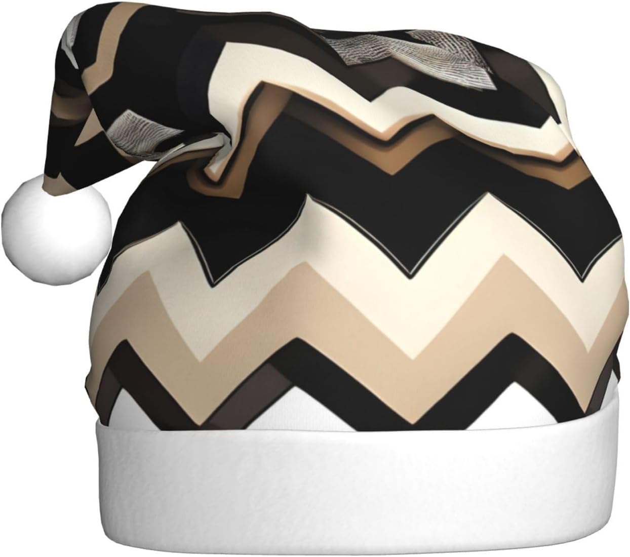 QINZHENG Zigzag Print Santa Hat for Women