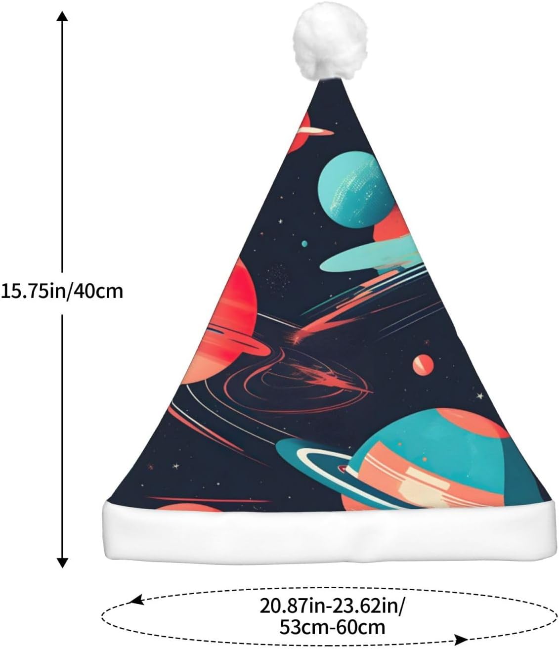 QINZHENG LED Christmas Hat with Space Planets Print for Adults