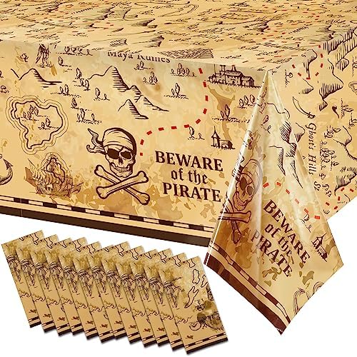 Irenare Pirate Party Tablecloth Set 54 x 108 Inches 12 Pieces