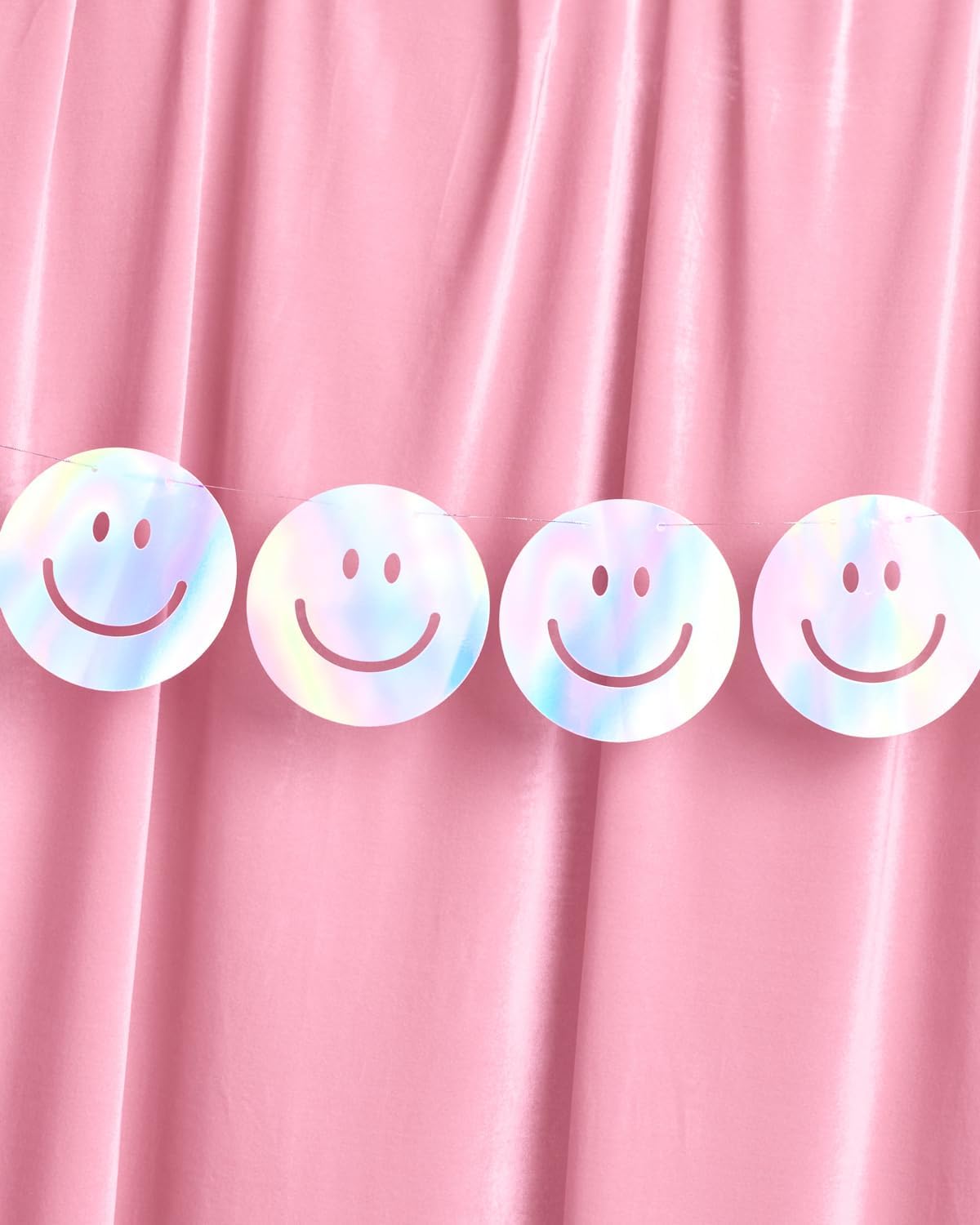 XO Fetti Smiley Banner - Iridescent 5 Ft