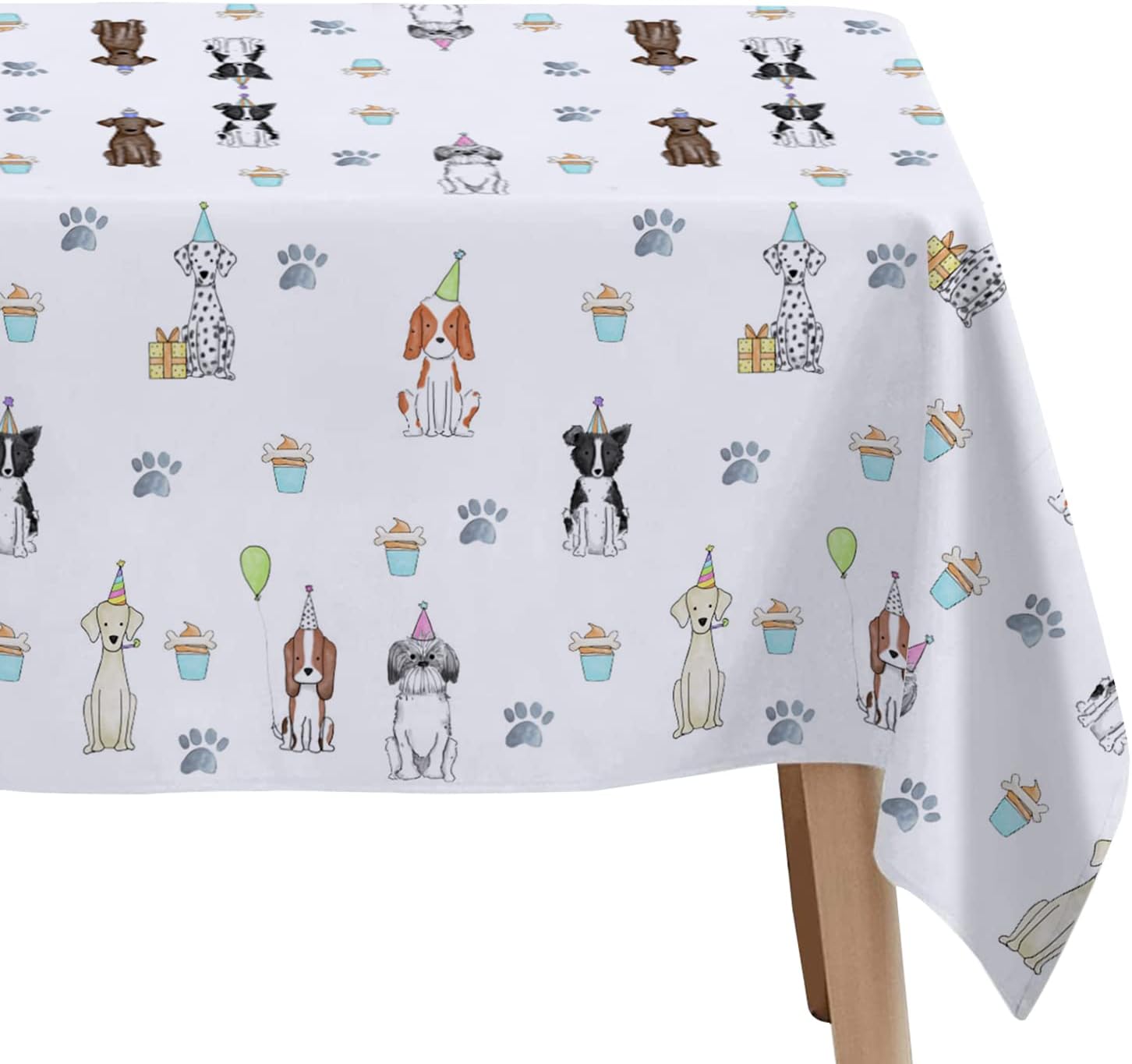 Xigejob Puppy Dog Birthday Tablecloth Set - 4 Pack 54x108 Inches