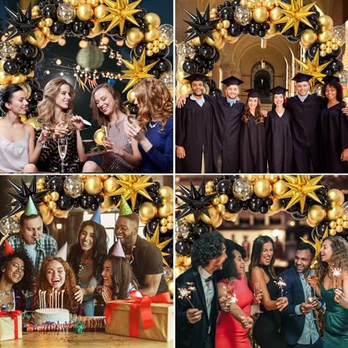 Bonropin Black and Gold Balloon Garland Arch Kit 158pcs