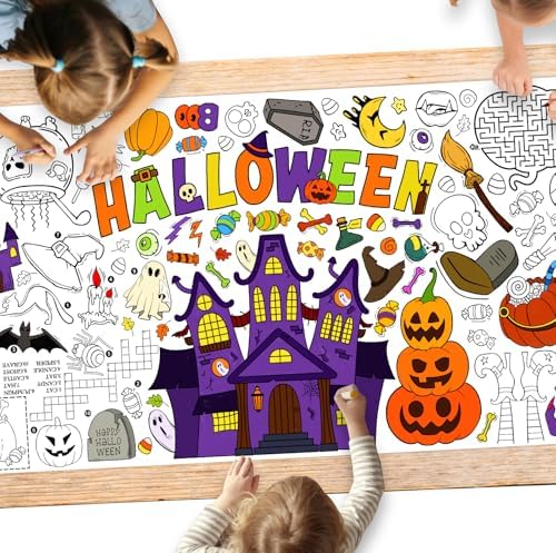 Halloween Coloring Tablecloth - 315 x 72 Inches