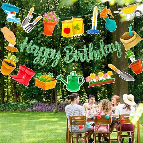3Pcs Garden Birthday Party Banner Decorations