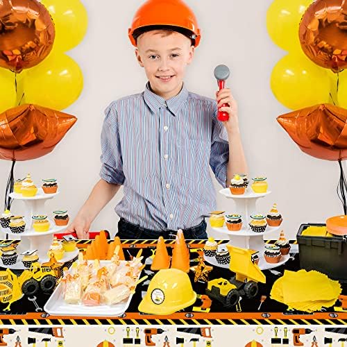 3-Pack Tool Theme Plastic Tablecloths for Kids Birthday Party