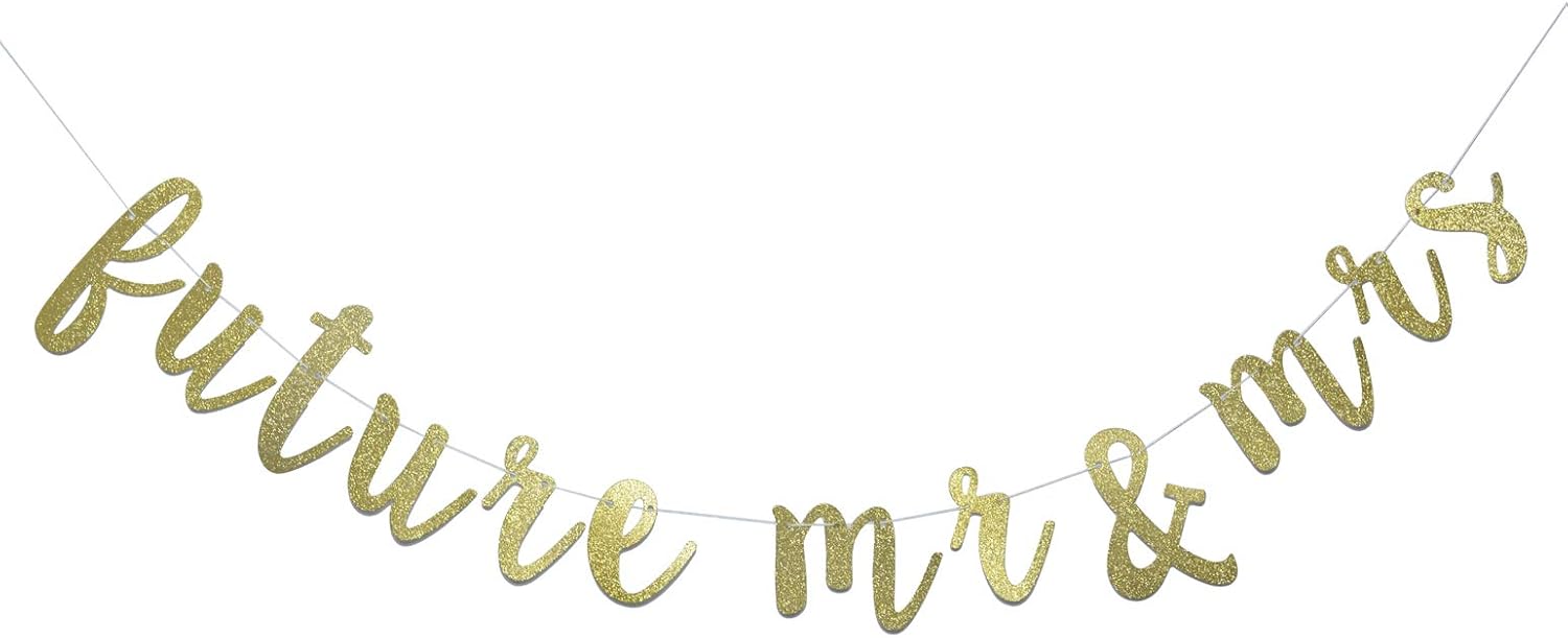 Gold Glitter Future Mr Mrs Banner