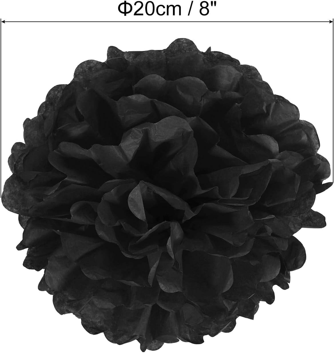 PATIKIL 8 Inch Black Tissue Pom Poms 5 Pack